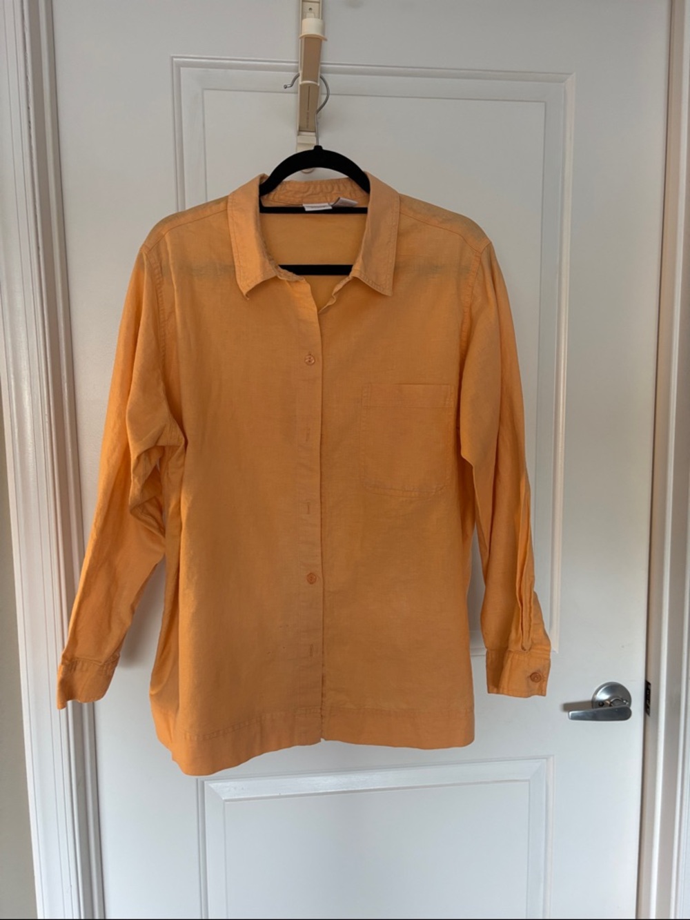 Cherokee Woman Peach-Orange Linen Blend Button-Up Shirt